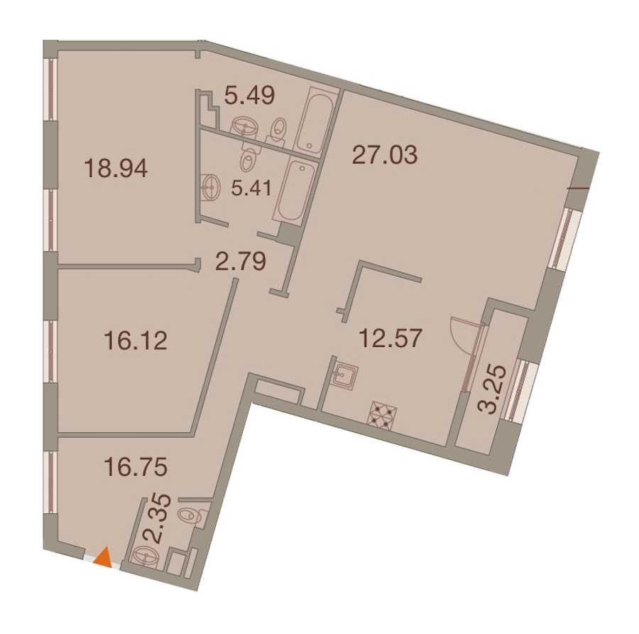 Трехкомнатная квартира в : площадь 109.08 м2 , этаж: 8 – купить в Санкт-Петербурге